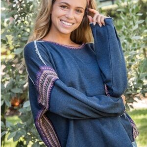 Natural Life knit trim sweater